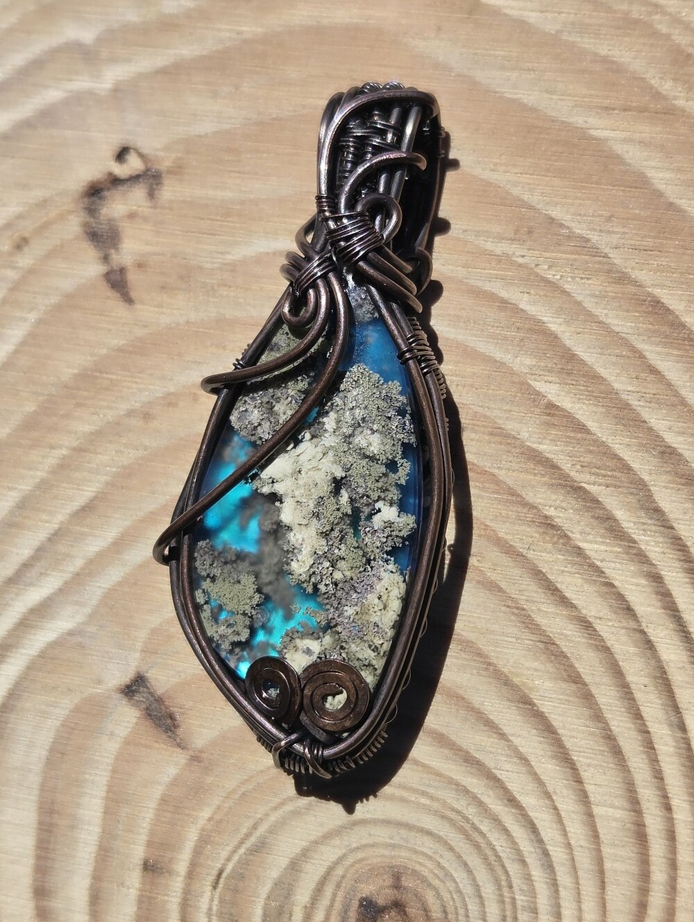 Moss Agate / Aurora Opal Doublet Pendant Necklace